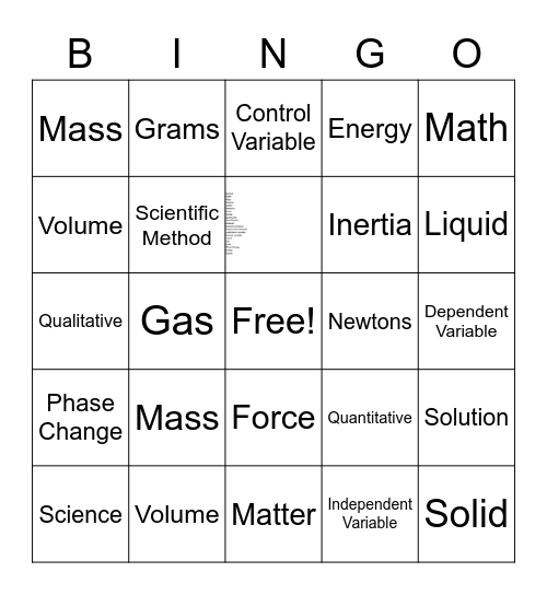 Science Bingo Card