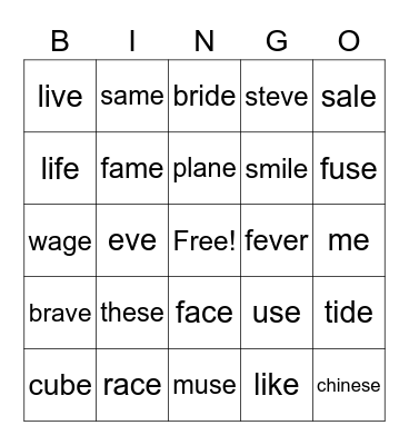 Untitled Bingo Card