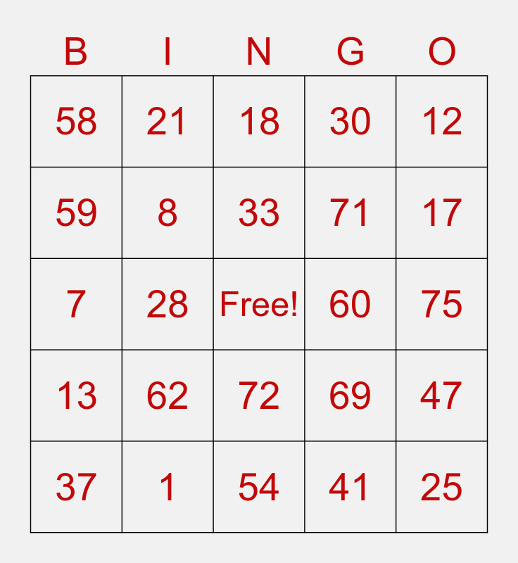 Bangin' Bingo Bash! Bingo Card