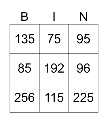 Model Drawing Multiplication Bingo Card