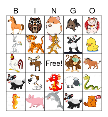 ANIMAL BINGO Card