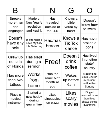 Find Someone Who... Bingo Card