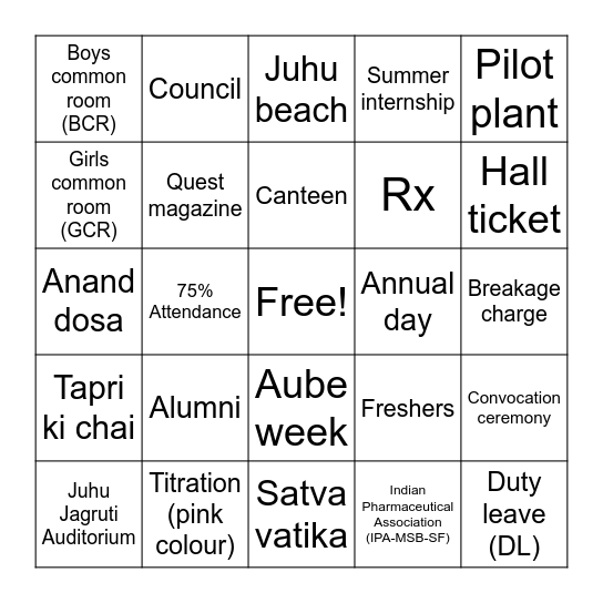 BNCP Bingo Card