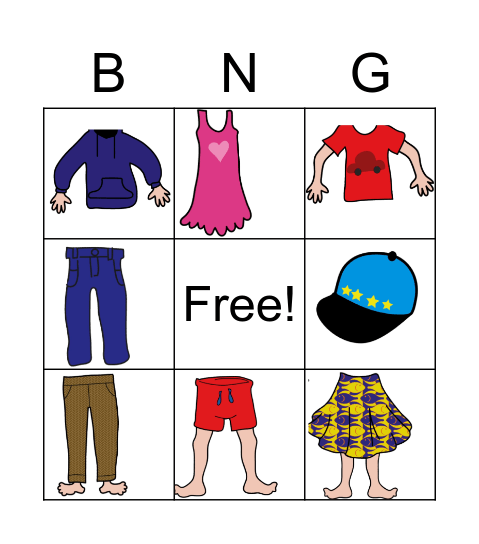 Clothes Bingo Card