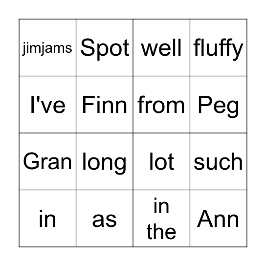 Scruffy Ted Bingo Card