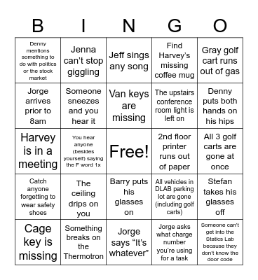 Dynamics Lab Bingo! Bingo Card