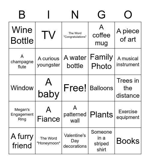 I Spy Bridal Bingo Card