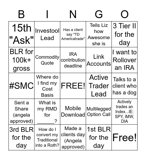 Bargleman Bingo Card