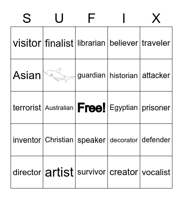 Sort 8 Bingo Card