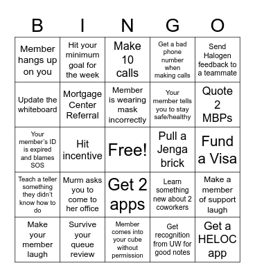 FUN at work-FSSs Bingo Card