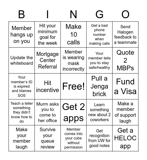 FUN at work-FSSs Bingo Card