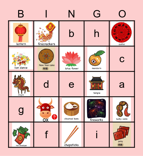 Chinese New Year Bingo Card