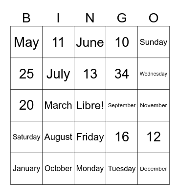 Cumpleanos Bingo Card