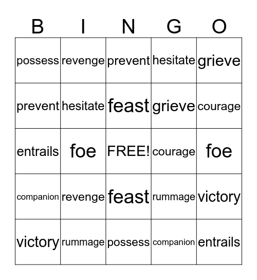 Grade 4  Bingo   1/15 Bingo Card