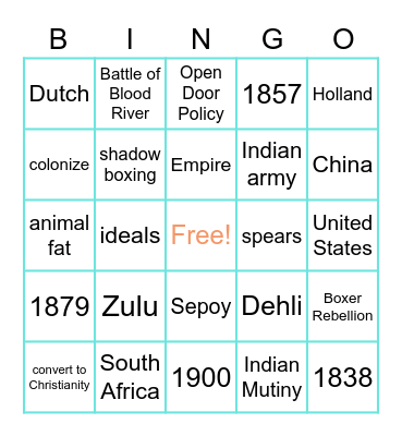 Imperialism Bingo Card