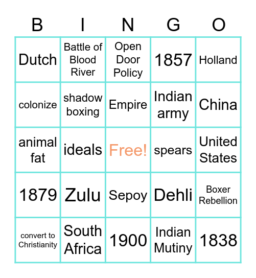 Imperialism Bingo Card