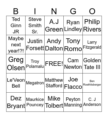 Not Going to Be the Superbowl Champs 2015! Bingo Card