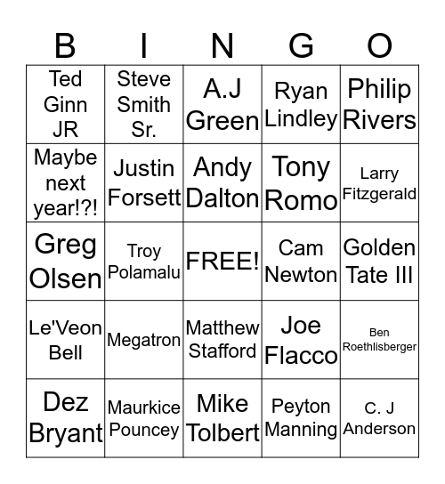 Not Going to Be the Superbowl Champs 2015! Bingo Card