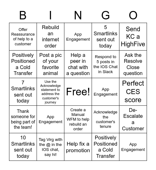 Team Dunn Bingo Card