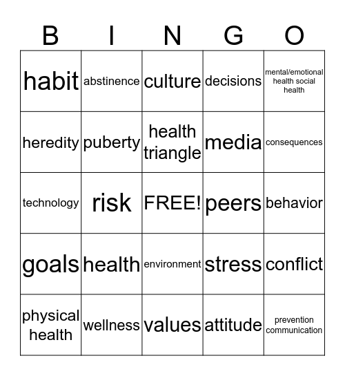 Your Total Health Bingo Card