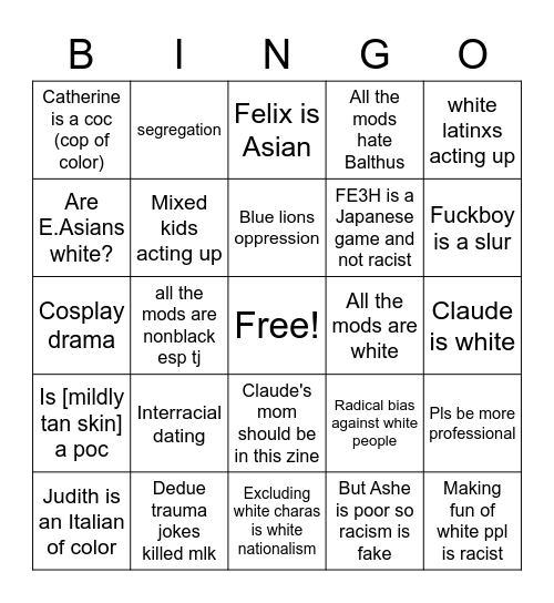 POC Zine Bingo Card