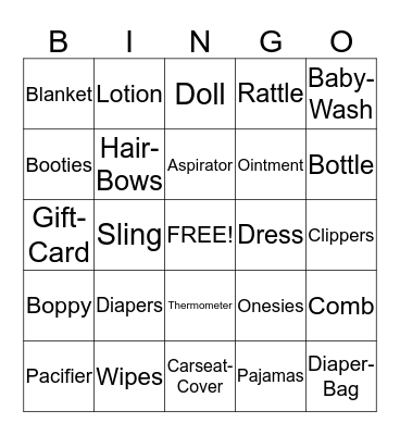 ~ Haley's Baby Shower ~ Bingo Card