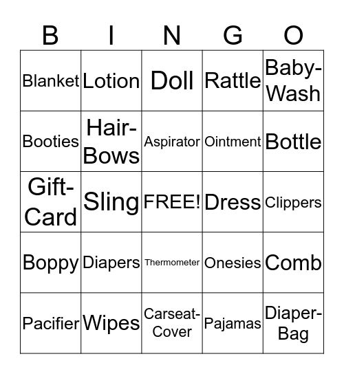 ~ Haley's Baby Shower ~ Bingo Card