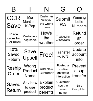 Team Mia Bingo Card Bingo Card