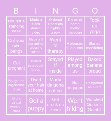 L O C K D O W N Bingo Card