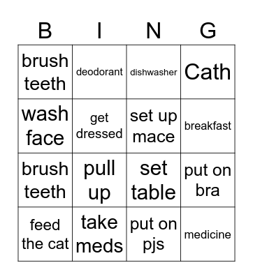 morning Bingo Card
