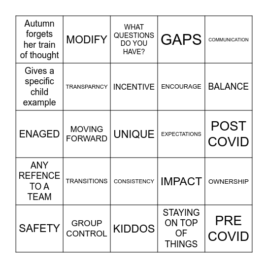 BUZZWORD BINGO Card