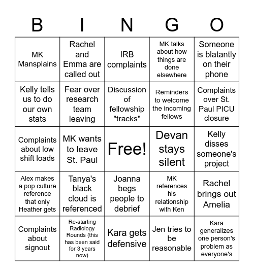 Program Review Bingo Card