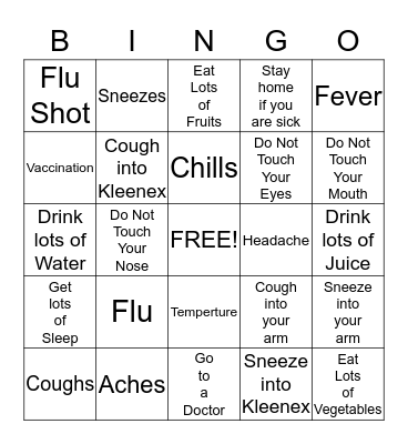 All About The Flu Bingo Card