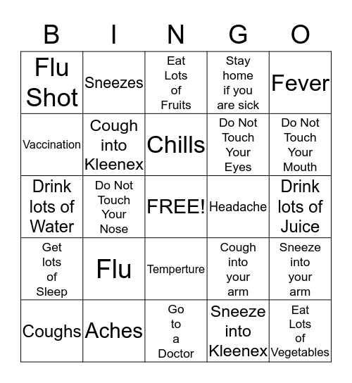 All About The Flu Bingo Card