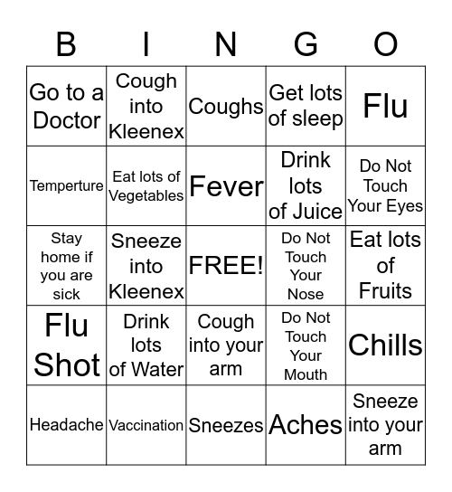 All About The Flu Bingo Card