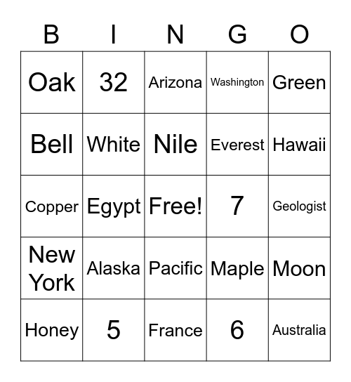 Grand Kid's Day! Quiz Bingo Card