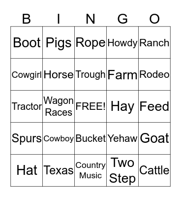 RODEO TIME Bingo Card