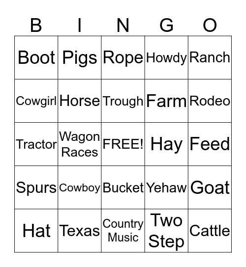 RODEO TIME Bingo Card