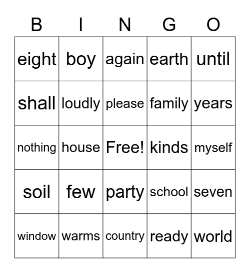 Unit 5 Bingo Card