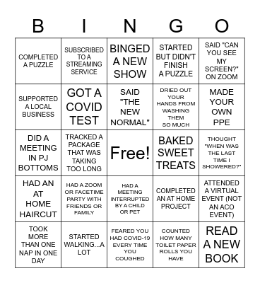 ACO QUARANTINE BINGO Card