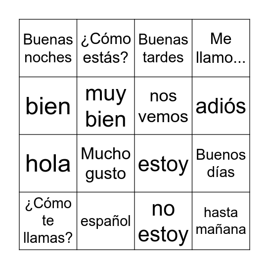 6.3 Presentaciones Bingo Card