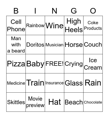 Superbowl 2015 Bingo Card