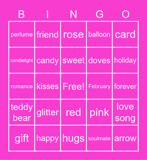 Happy Valentine's Day Bingo Card