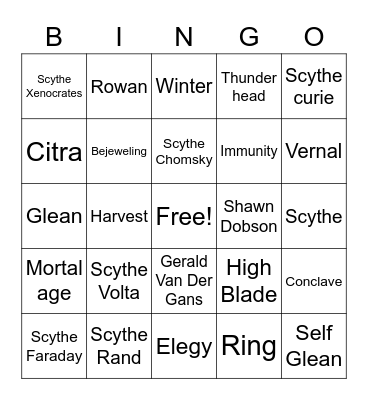 Scythe Donnie Bingo Card