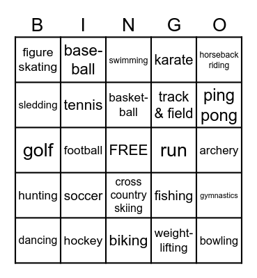 SPORTS Bingo Card