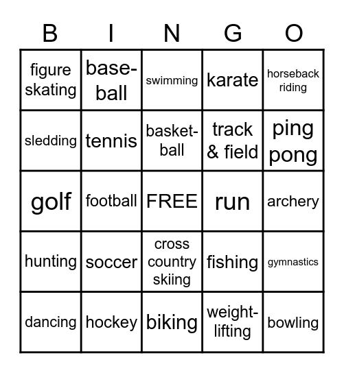 SPORTS Bingo Card