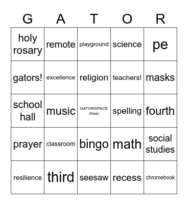 GATOR BINGO! Bingo Card