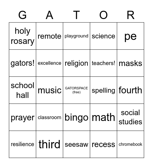 GATOR BINGO! Bingo Card