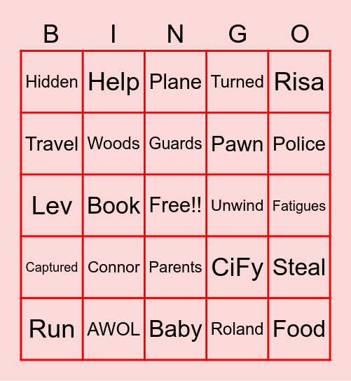 Unwind Nicole P Bingo Card