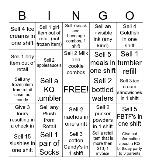 Come "sale" away KQ style Bingo Card